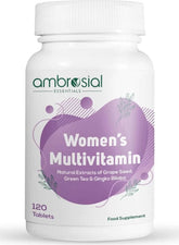 Ambrosial Women's Multivitamin with Natural Extracts of Grape Seed, Green Tea, and Ginkgo Biloba in a 120 Tablet Bottle